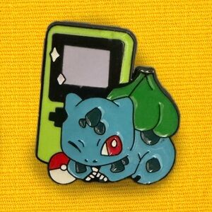 Pokemon Bulbasaur Enamel Pin with Game Boy Console